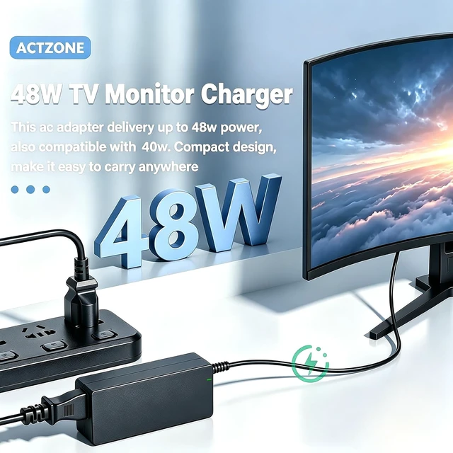 Alt view image 3 of 7 - DC 19V Power Cord Compatible with TV Monitor 32 UN32J4000AF
