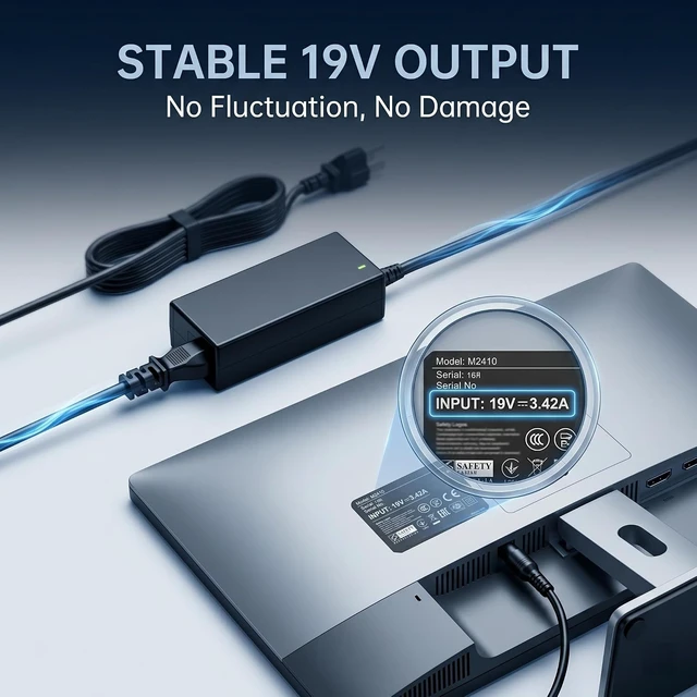 Alt view image 6 of 7 - 65W 19V Monitor Power Adapter Compatible with SB220Q SB240Y R240HY