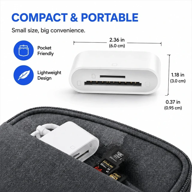 Alt view image 6 of 7 - 2 in 1 USB-C SD & MicroSD Card Reader for iPhone 17/16/15 iPad MacBook Pro/Air Android & PC Plug & Play Adapter Supports SD/TF Cards up to 512 GB