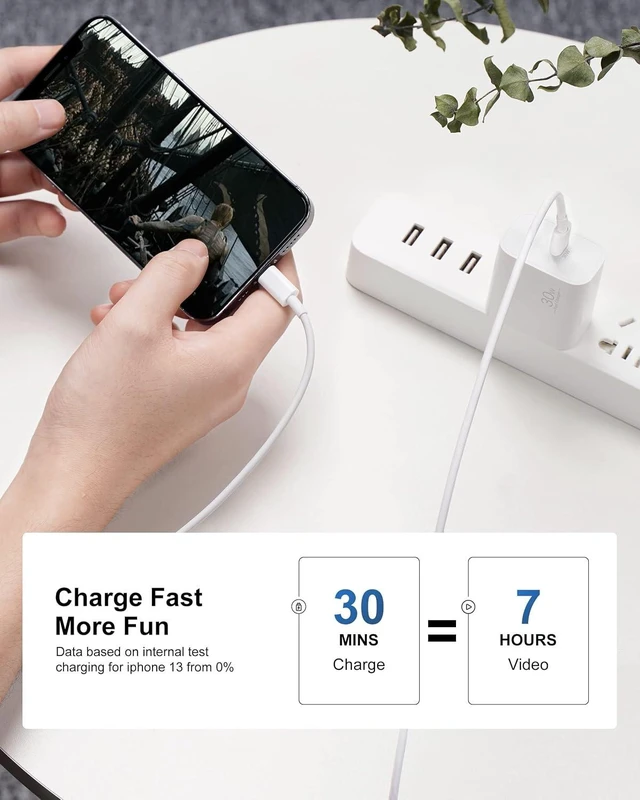 Alt view image 6 of 7 - 30W USB C Fast Charger for MacBook Neo/Air 13/12 inch M1/M2 2022 2020 2019