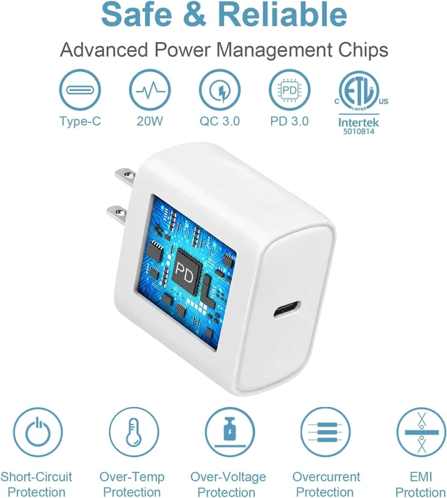 Alt view image 5 of 7 - iPhone 18 17 16 15 Charger Fast Charging 3 Pack USB C Charger Block