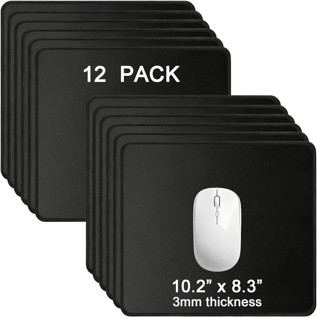 Main image of 12 Pack Mouse Pads Bulk Black Mouse Pads for Desk Office and School
