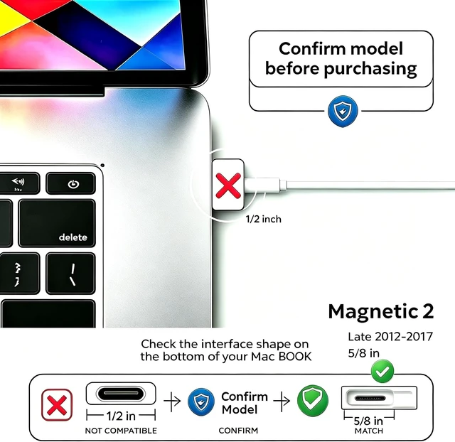 Alt view image 2 of 7 - Mac Book Air/Pro Charger 60W Magnetic 2 T-Tip Adapter 11-13 inch 2012-2017