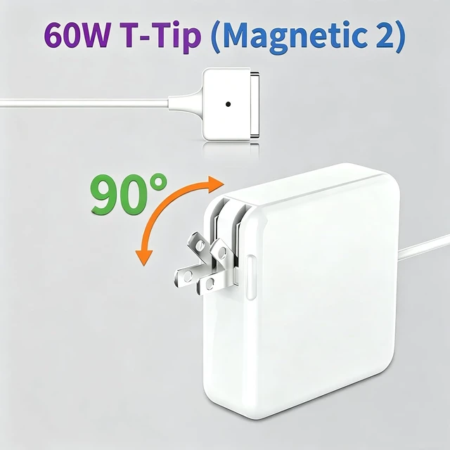Alt view image 3 of 7 - Mac Book Air/Pro Charger 60W Magnetic 2 T-Tip Adapter 11-13 inch 2012-2017