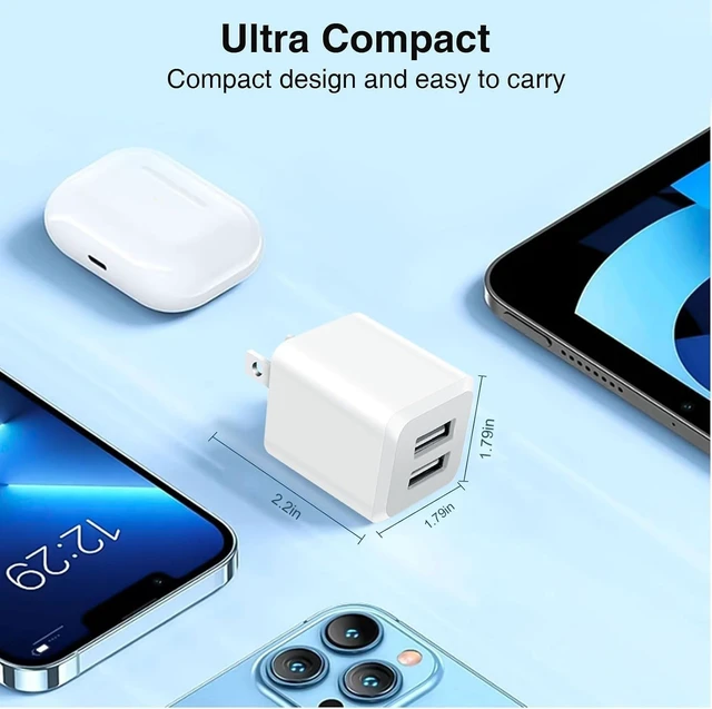Alt view image 7 of 7 - USB A Wall Charger Dual Port Cube Power Adapter Charger Plug Block Charger