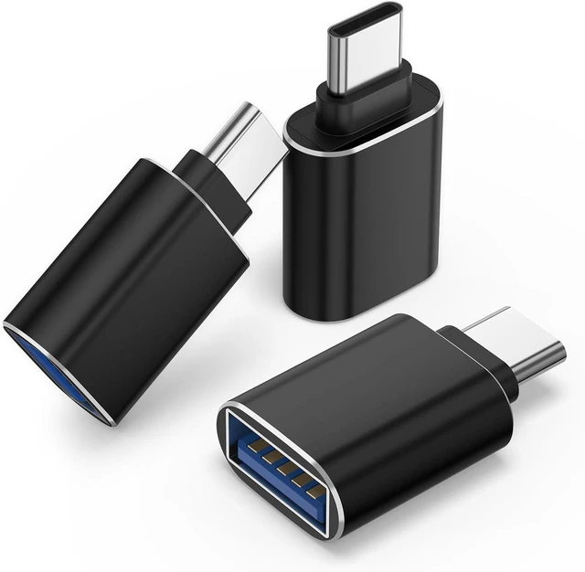 Main image of USB C to USB 3.0 Adapter 3 Pack USB C Male to USB A Female Charger Converter for MacBook Pro 2020 iPad Pro 2020 Notebook 9 XPS (Black)