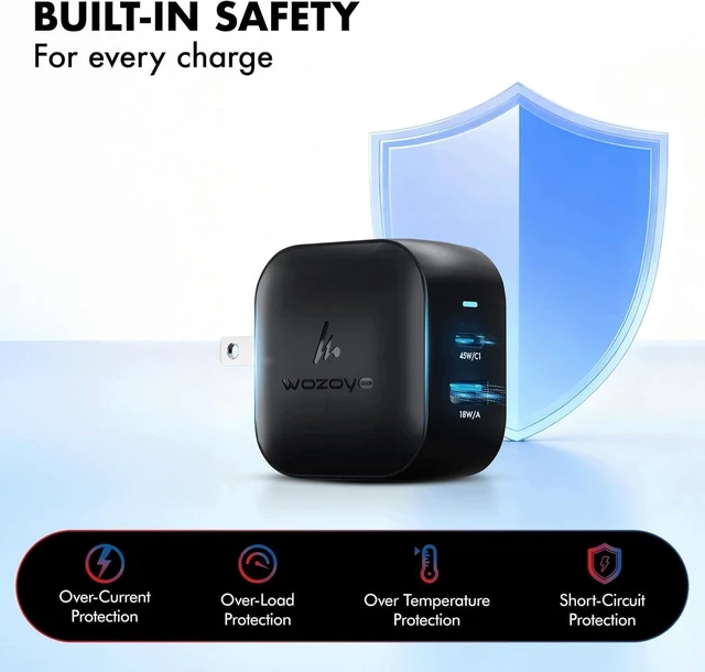 Alt view image 7 of 7 - 48W GaN Charger Type-C & USB-A Superfast 2.0 Charging Compatible for iPhone 17/16/16 Pro Max/15 Series/iPad Pro Smartphones Tablets and More PD/PPS/QC 3.0 Compact Foldable Plug
