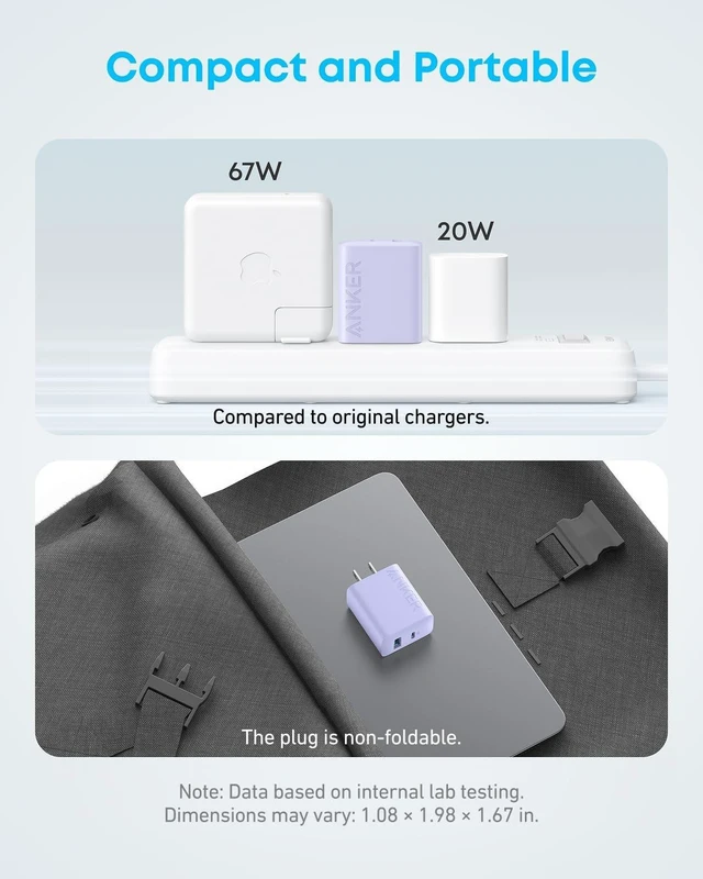 Alt view image 5 of 7 - Phone Charger 20W USB C Charger Block Type C Charger Fast Charging