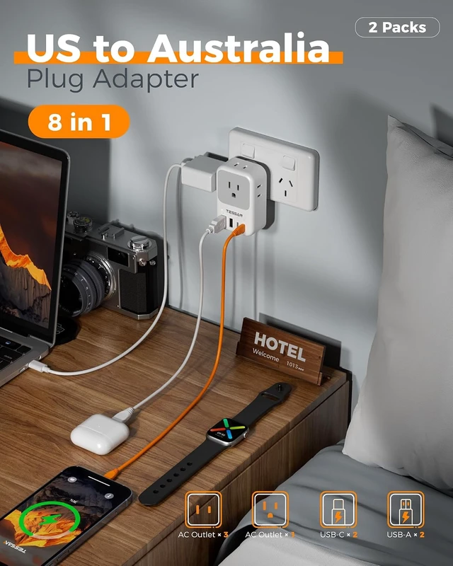 Alt view image 4 of 7 - US to Australia Plug Adapter 2 Pack PD 20W Type I Power Adapter