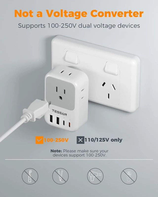 Alt view image 5 of 7 - US to Australia Plug Adapter 2 Pack PD 20W Type I Power Adapter