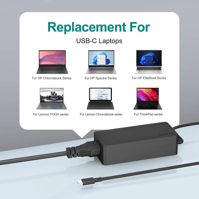 Alt view image 4 of 7 - 100W USB C Laptop Charger Compatible with Mac Book Pro/Air 16 15 14 13 M1 M2 M3 M4 M5 Inch 2026 2025 2024 2023 for Type-C Fast Charging AC Adapter
