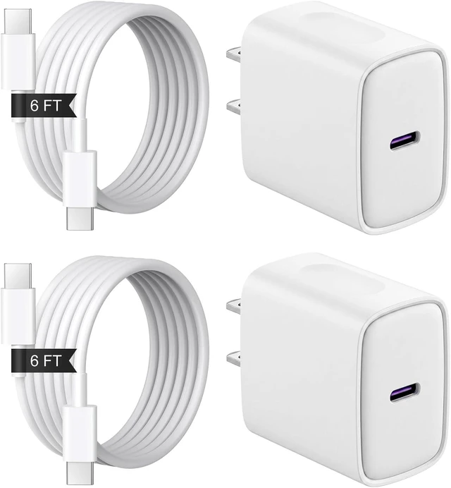 Main image of iPhone Duo 18 17 16 15 Charger 2+2Pack USB C Charger Block with 6FT Cable