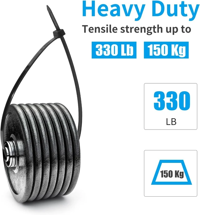 Alt view image 2 of 7 - 18 Inch Black Zip Ties Heavy Duty 120 Pack 330 LBS Ultra Strong Cable Ties UV Resistant Extra Large Plastic Wire Ties For Outdoor Use