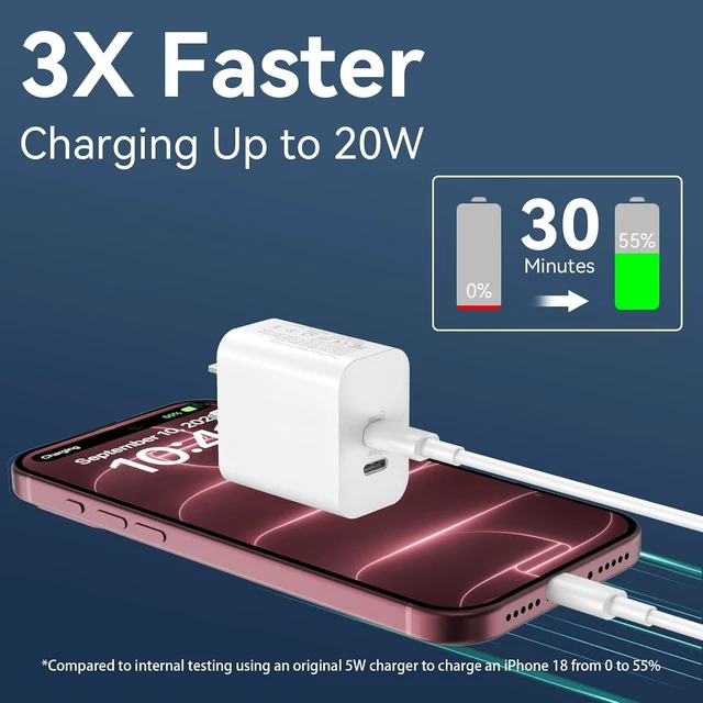 Alt view image 2 of 7 - iPhone 18 Duo 17 16 Charger Fast Charging 10 FT Long iPhone USB C Charger