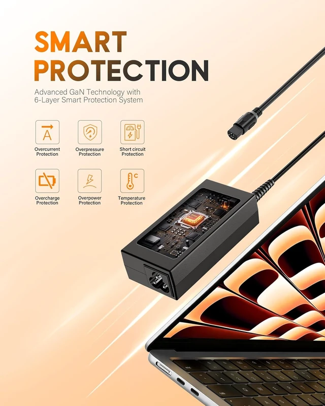Alt view image 4 of 7 - Universal 65W USB C Laptop Charger 4-in-1 with 3 Round Tips AC Adapter