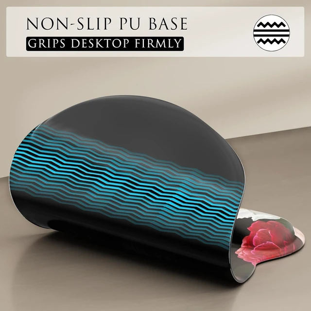 Alt view image 6 of 6 - Ergonomic Mouse Pad with Gel Wrist Rest 9.4 x 8.1 in Black Flower