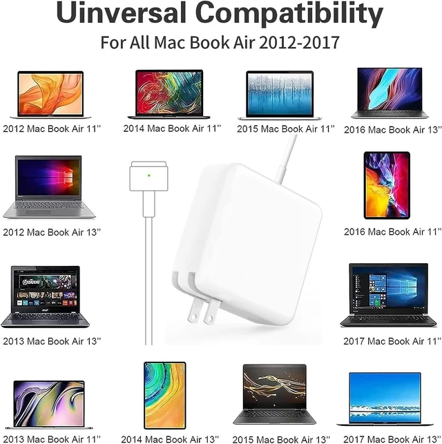 Alt view image 5 of 7 - Mac Book Air Charger 45W T-Tip Power Adapter MacBook Laptop Charger