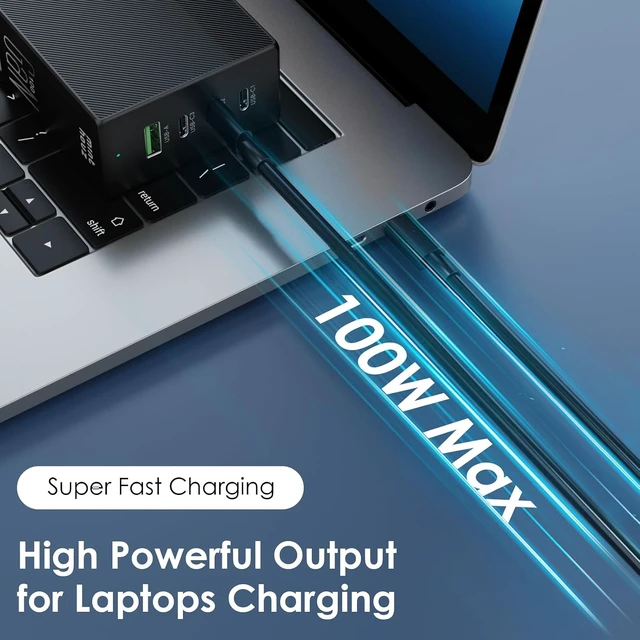 Alt view image 3 of 7 - Phone Charger 100W 4-Port Fast Compact Foldable USB C Charger Block