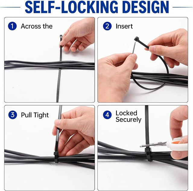 Alt view image 4 of 7 - Zip Ties 12 inch 1000 Pack Heavy Duty Black Zip Ties with 120 lbs Tensile Strength Self-Locking Nylon Cable Ties Wire Ties for indoor and outdoor use.
