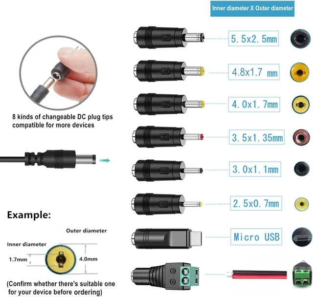 Alt view image 2 of 7 - Universal AC Adapter 15V 1A Power Supply 15W AC110V to DC15V Power Driver 15V 100mA~1000mA All Compatible with 8 DC Plug Tips adapters Charger Transformer AC-DC Adapter (DC15V~1A)