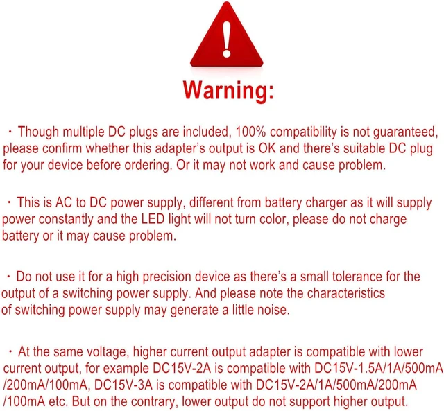 Alt view image 4 of 7 - Universal AC Adapter 15V 1A Power Supply 15W AC110V to DC15V Power Driver 15V 100mA~1000mA All Compatible with 8 DC Plug Tips adapters Charger Transformer AC-DC Adapter (DC15V~1A)