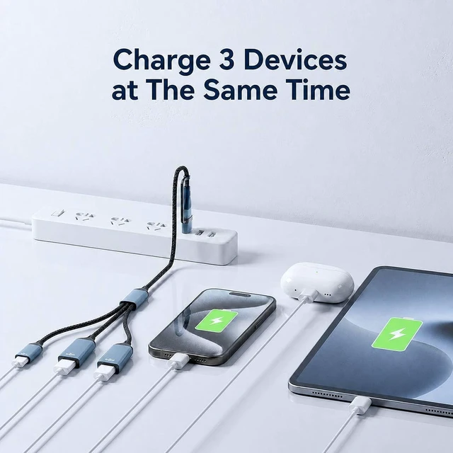 Alt view image 6 of 7 - USB A Type C Multi-Port Adapter Cable 1FT USBC to USB Adapter Type A & USB C Male Expands 2 USB-A and 1 Type C Female Adapter for iPhone 17/16/15 MacBook Pro iPad Air Laptop PC and Tablet