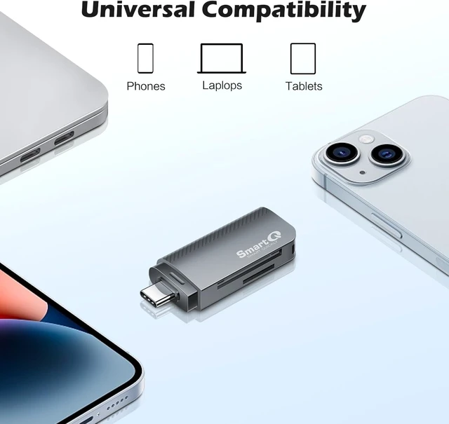 Alt view image 4 of 6 - Zinc Alloy USB-C iPhone SD Card Reader - Compatible with Micro SD Cards USB-C Interface Suitable for iPhone iPad MacBook High-Speed Transfer Portable Design