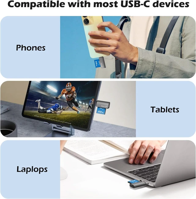 Alt view image 6 of 6 - Zinc Alloy USB-C iPhone SD Card Reader - Compatible with Micro SD Cards USB-C Interface Suitable for iPhone iPad MacBook High-Speed Transfer Portable Design