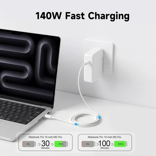 Alt view image 2 of 7 - 140W Charger for MacBook Air 13 15 inch MacBook Pro 14 16 inch MacBook Neo