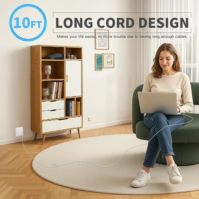 Alt view image 2 of 7 - MacBook Charger 10FT Long USB C to C Cable with 30W USBC PD Power Adapter