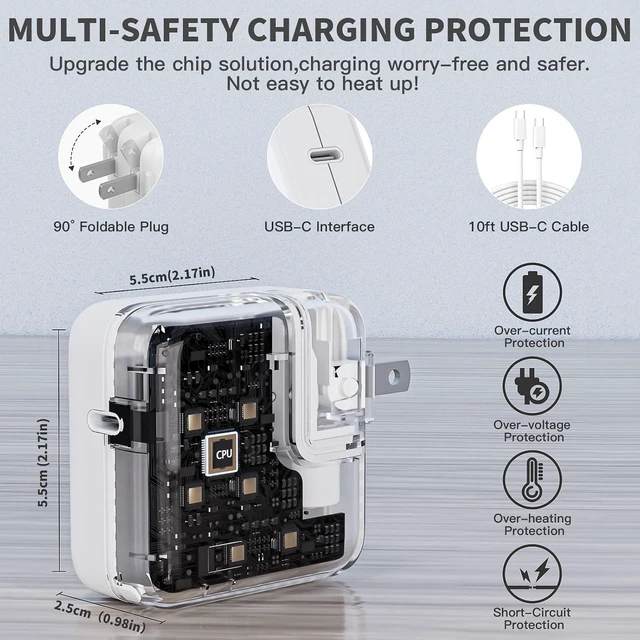 Alt view image 4 of 7 - MacBook Charger 10FT Long USB C to C Cable with 30W USBC PD Power Adapter