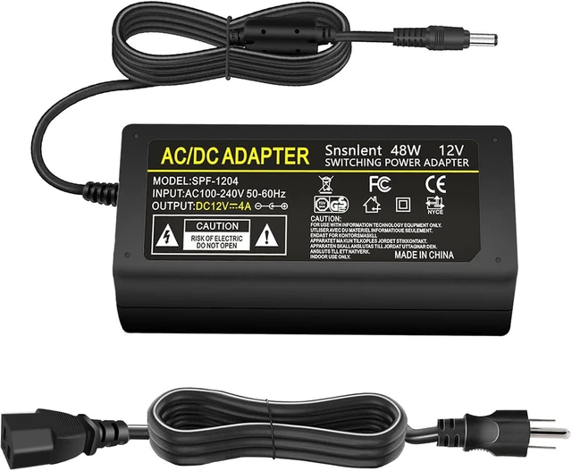 Main image of 12V 4A 48W AC/DC Adapter 12V 4A Power Supply DC Plug 5.5x2.5mm