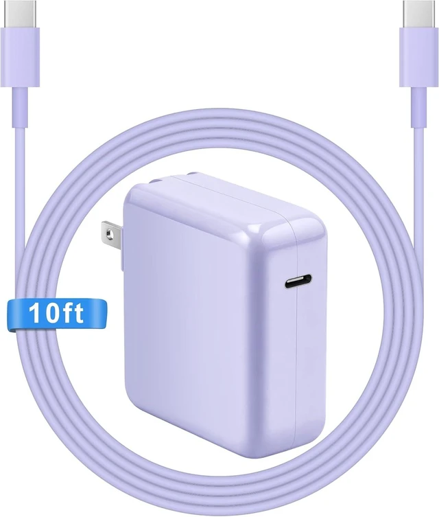 Main image of Mac Book Pro Air Charger with 10FT Extra Long Type C Charging Cable Purple