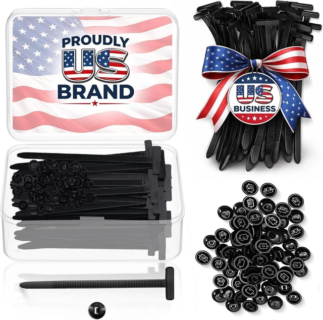 Main image of 100 Pcs Nylon Universal Cable Tie Buckles Heavy-Duty Zip Tie Buckle Clips