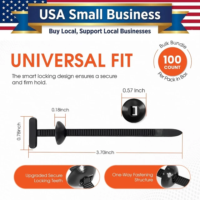 Alt view image 2 of 7 - 100 Pcs Nylon Universal Cable Tie Buckles Heavy-Duty Zip Tie Buckle Clips