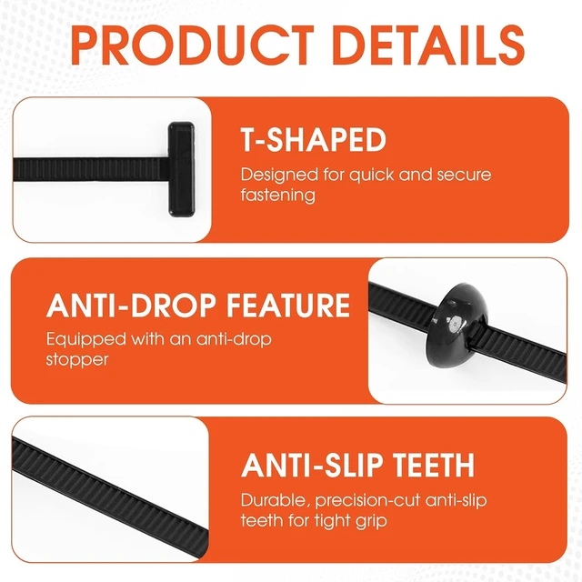 Alt view image 4 of 7 - 100 Pcs Nylon Universal Cable Tie Buckles Heavy-Duty Zip Tie Buckle Clips