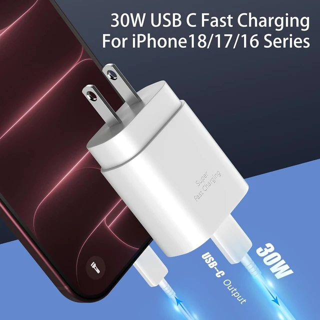 Alt view image 2 of 7 - iPhone 18 Duo 17 16 Pro Max Charger Fast Charging 10FT USB C Charger Cable