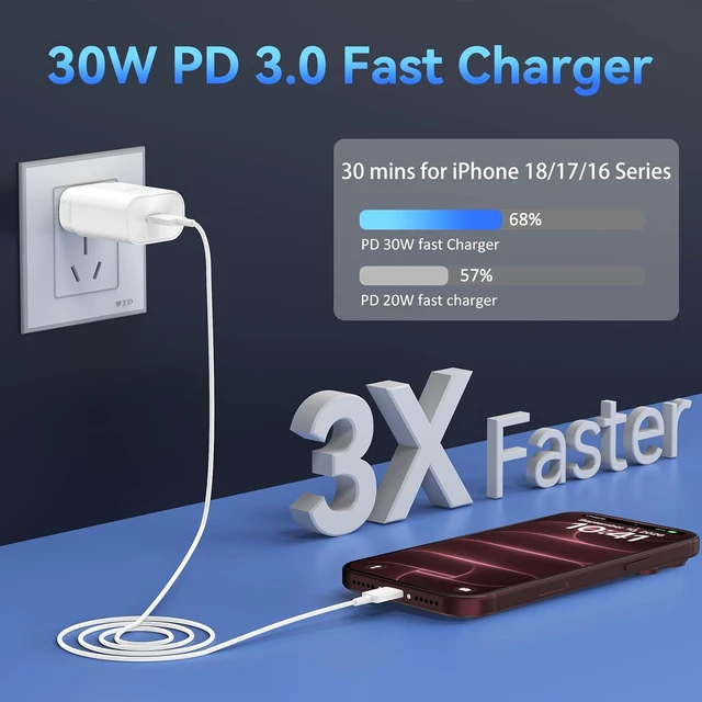 Alt view image 5 of 7 - iPhone 18 Duo 17 16 Pro Max Charger Fast Charging 10FT USB C Charger Cable