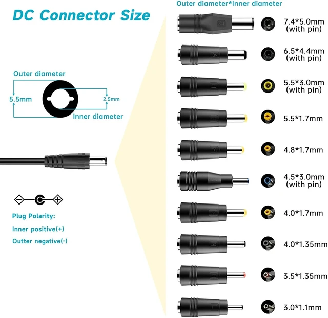 Alt view image 2 of 7 - 19V DC Power Supply 19V 3.42A Power Adapter 65W 45W with 10tips