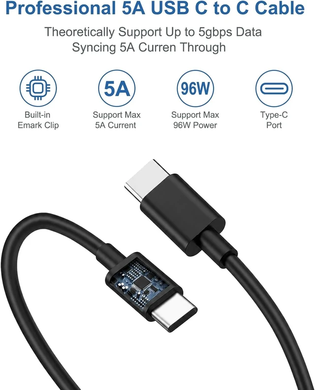 Alt view image 6 of 7 - 10FT Mac Book Pro Air Charger Long Type C Charging Cable with 96W 87W 61W USB Type C(USB-C) Fast Power Adapter Compatible with MacBook Air Pro and All USB-C Devices Black
