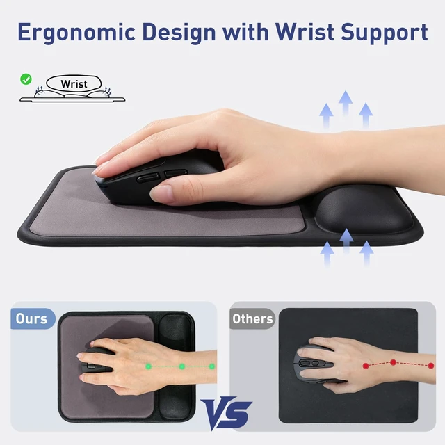 Alt view image 2 of 7 - Ergonomic Mouse Pad with Gel Wrist Rest-Black
