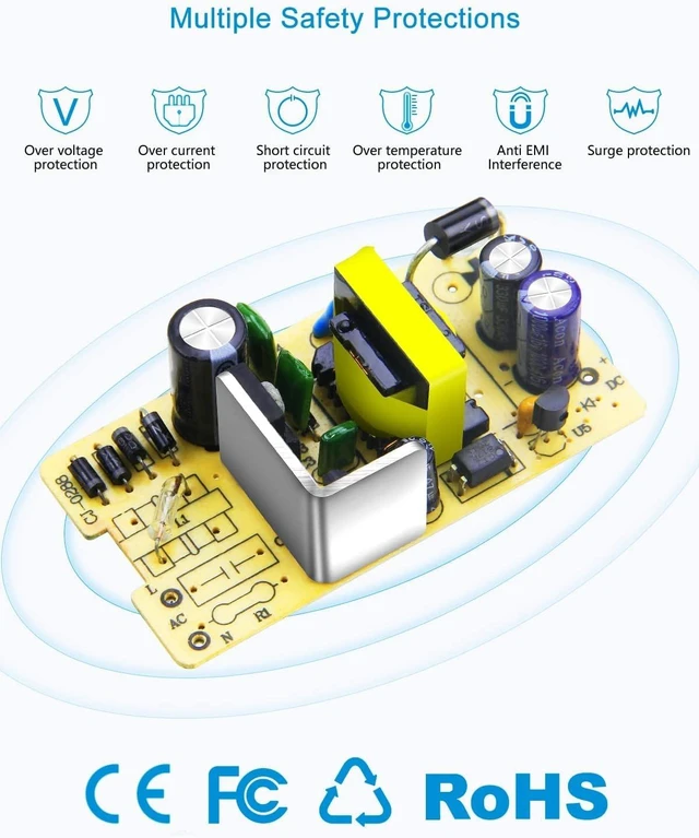 Alt view image 6 of 7 - 12V Power Supply White 3A 36W AC Adapter 100-240V 50-60Hz to DC 12 Volt Power Cord 2A 1.5A 1A 5.5mmx2.5mm 2.1mm for LED Strip Light Lamp Digital Picture Frame Monitor Camera Router