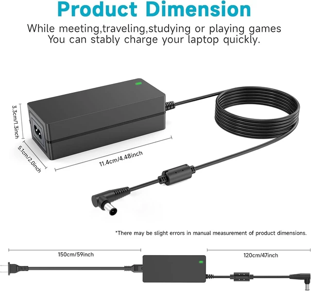 Alt view image 7 of 7 - for LG Monitor Power Cord 19V DC Power Supply 19V 3.42A Adapter 6.5 * 4.4mm
