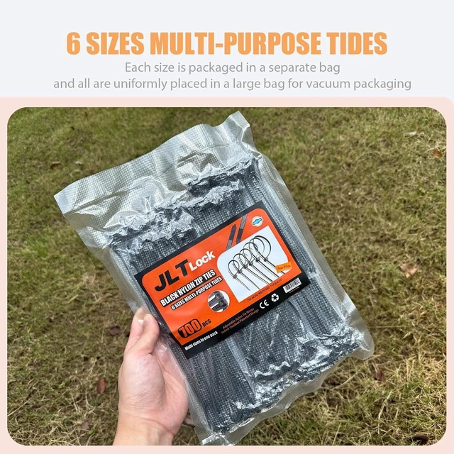 Alt view image 6 of 7 - 700 Pcs Cable Ties 6 Size 3.2/4/4.7/6/8/10 Inch Black Nylon Electrical Zip Ties Zipties Assorted Sizes for Home Office Gardening Electronics Cable Management