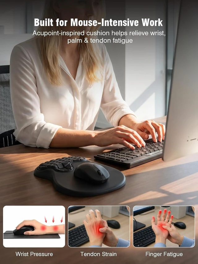 Alt view image 2 of 7 - Ergonomic Mouse Pad with Wrist RestComfy Black Mousepads for Desk