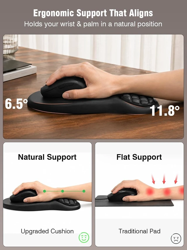 Alt view image 4 of 7 - Ergonomic Mouse Pad with Wrist RestComfy Black Mousepads for Desk