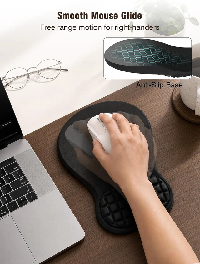Alt view image 5 of 7 - Ergonomic Mouse Pad with Wrist RestComfy Black Mousepads for Desk