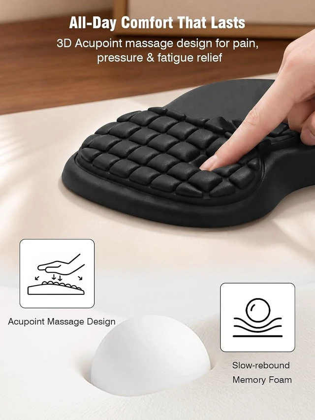 Alt view image 6 of 7 - Ergonomic Mouse Pad with Wrist RestComfy Black Mousepads for Desk