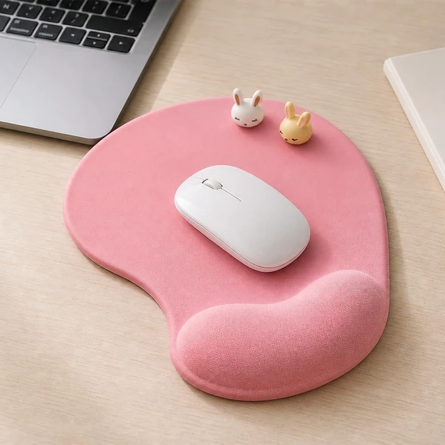 Alt view image 2 of 7 - Office Mousepad with Gel Wrist Support - Ergonomic Gaming Desktop Mouse Pad Wrist Rest - Design Gamepad Mat Rubber Base for Laptop Computer -Silicone Non-Slip Special-Textured Surface (01Pink)