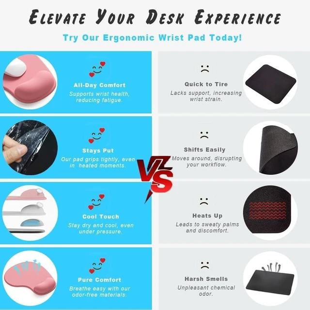 Alt view image 6 of 7 - Office Mousepad with Gel Wrist Support - Ergonomic Gaming Desktop Mouse Pad Wrist Rest - Design Gamepad Mat Rubber Base for Laptop Computer -Silicone Non-Slip Special-Textured Surface (01Pink)